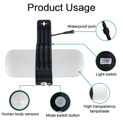 Modern abstract-design solar-powered outdoor floodlight with motion sensor on wall bracket