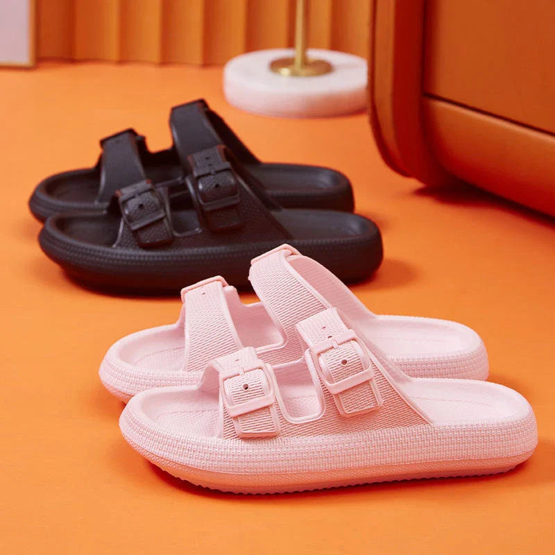 Stylish buckle slip-on platform sandals in various colors for women's summer fashion