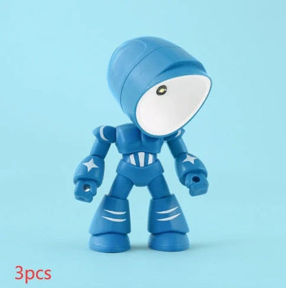 Mini LED Hero Robot Table Lamp with adjustable arms and 360° rotating head in various colors