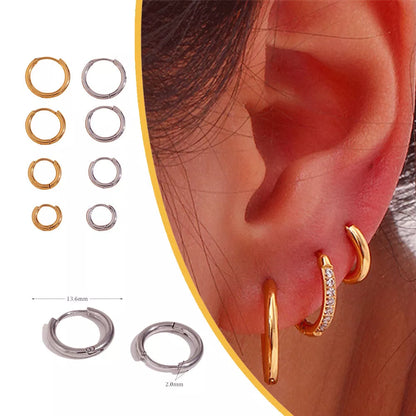 Stainless steel plated 18K ear hoop jewelry for women in golden and silver finishes