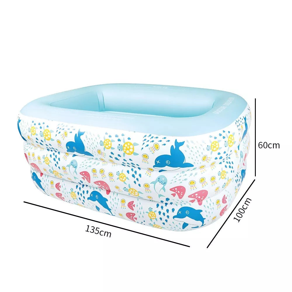 Brightly colored children's inflatable pool with smooth edges for safe water play