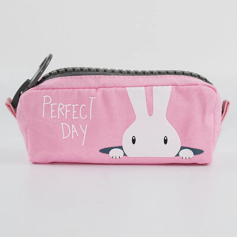 Leather pencil case, 22cm x 9.5cm x 7cm, zip closure, animal and fruit patterns, 18 colours