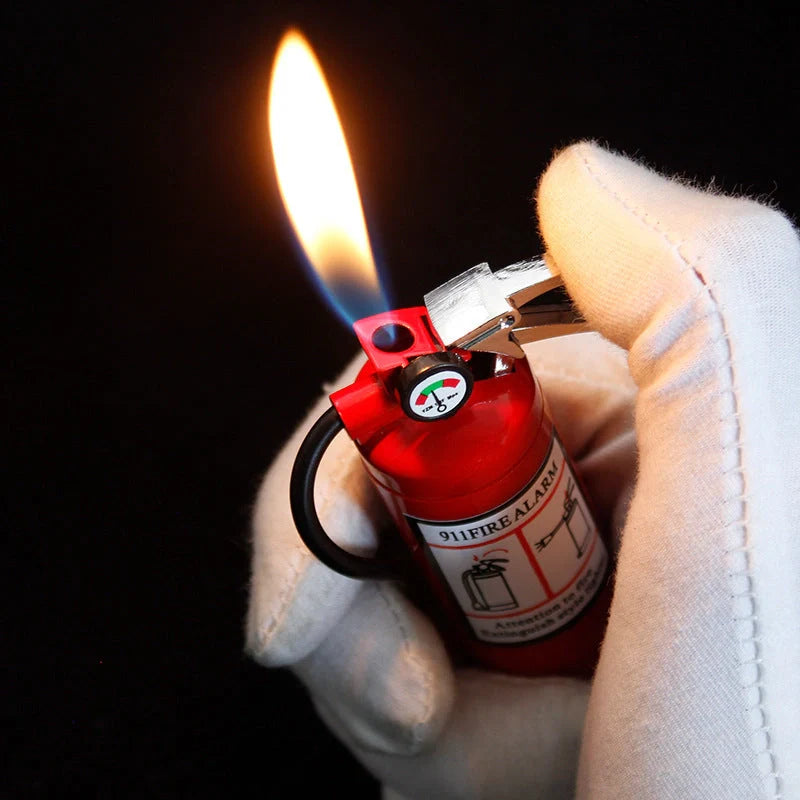 Creative fire extinguisher-shaped lighter in red with light, refillable and eco-friendly