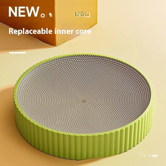 55cm round green cat scratching board with replaceable corrugated paper surface