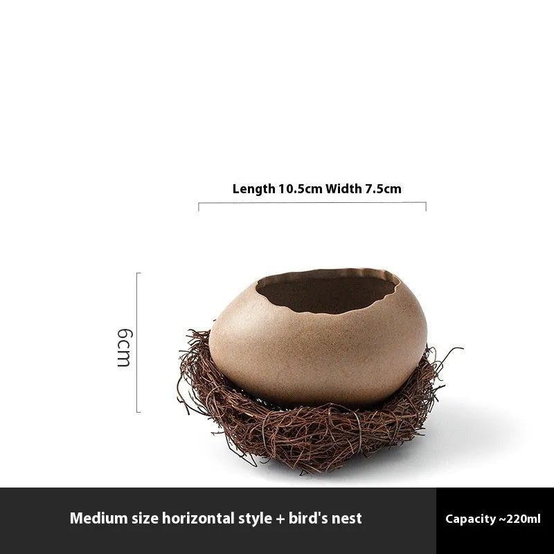 Oval porcelain egg shell bowl with underglaze finish, shown in large medium or small size and horizontal or vertical style.
