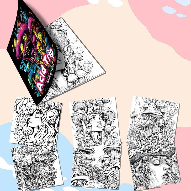 Acid Tour coloured paper painting book showing its 200mm length.