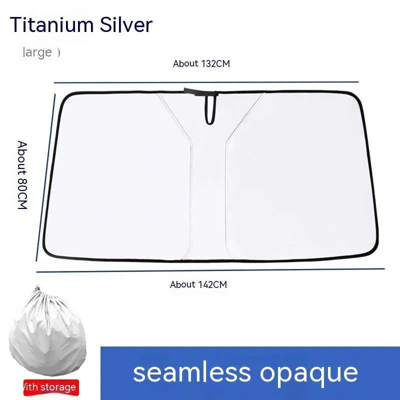 Car double ring front sun shield with titanium silver coating for windscreen heat protection