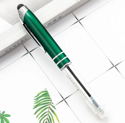 Metal capacitive stylus ballpoint pen with LED light in five colour options