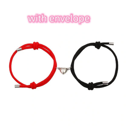 Adjustable nylon magnetic bracelet in various colors with a 3mm thick rope and magnetic closure