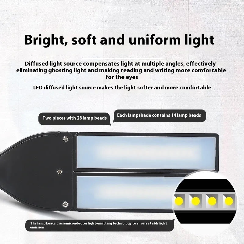 Black music stand light with flexible neck attached to metal music stand, illuminating sheet music
