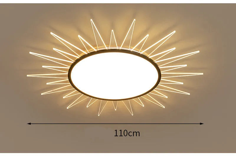 Round aluminium LED ceiling lamp with remote control for dimming, available in multiple sizes