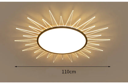 Round aluminium LED ceiling lamp with remote control for dimming, available in multiple sizes