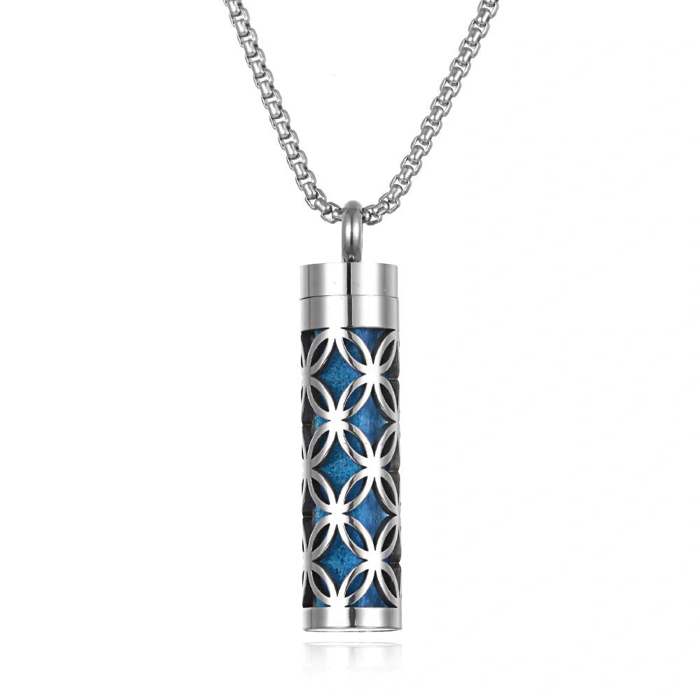 Titanium steel aromatherapy pendant with essential oil diffuser in various color options