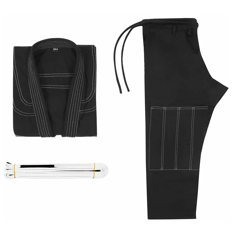 Brazilian Jiu-jitsu training clothing set in cotton blend fabric showing black, grey, Rose Red, blue, and white colour options