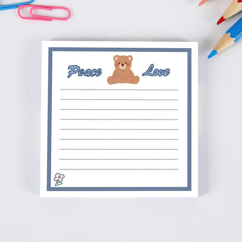 Bear sticky notes 8 x 8cm, 50-sheet cartoon memo pad with eight cover styles