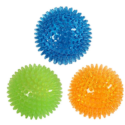 Large dog vocal toy ball in blue TPR, 11cm bouncy sounding ball for fetch play