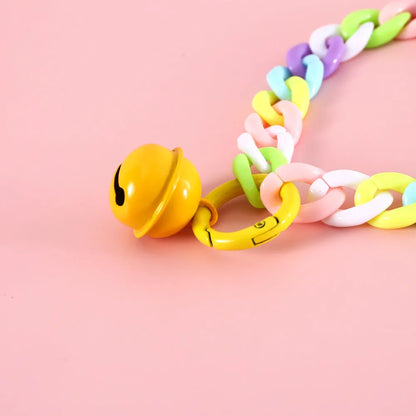 Adjustable plastic pet collar in macaron colours with chain design for cats dogs rabbits