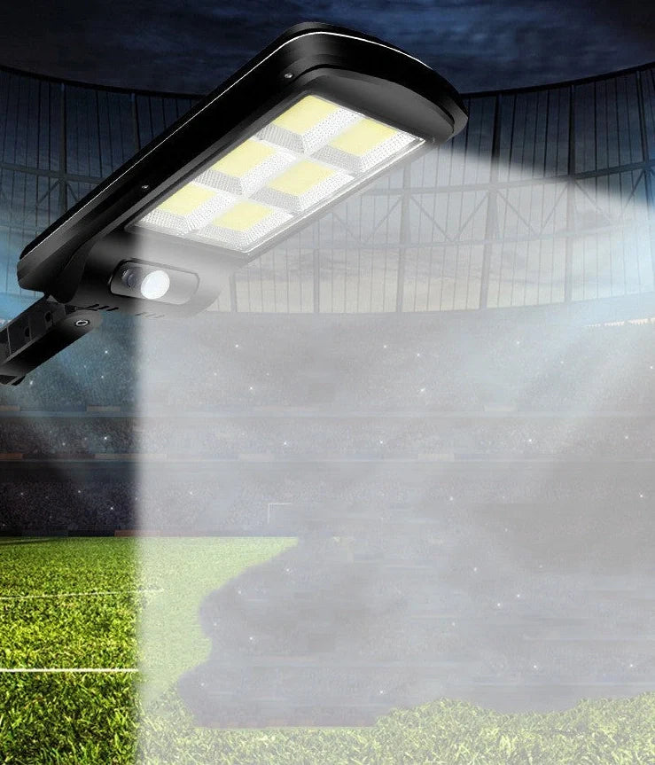 Black solar street light with infrared motion sensor, 370mm length, for outdoor garden and pathway illumination