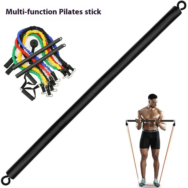 Pull rope resistance training stick with two-segment push-and-pull rod