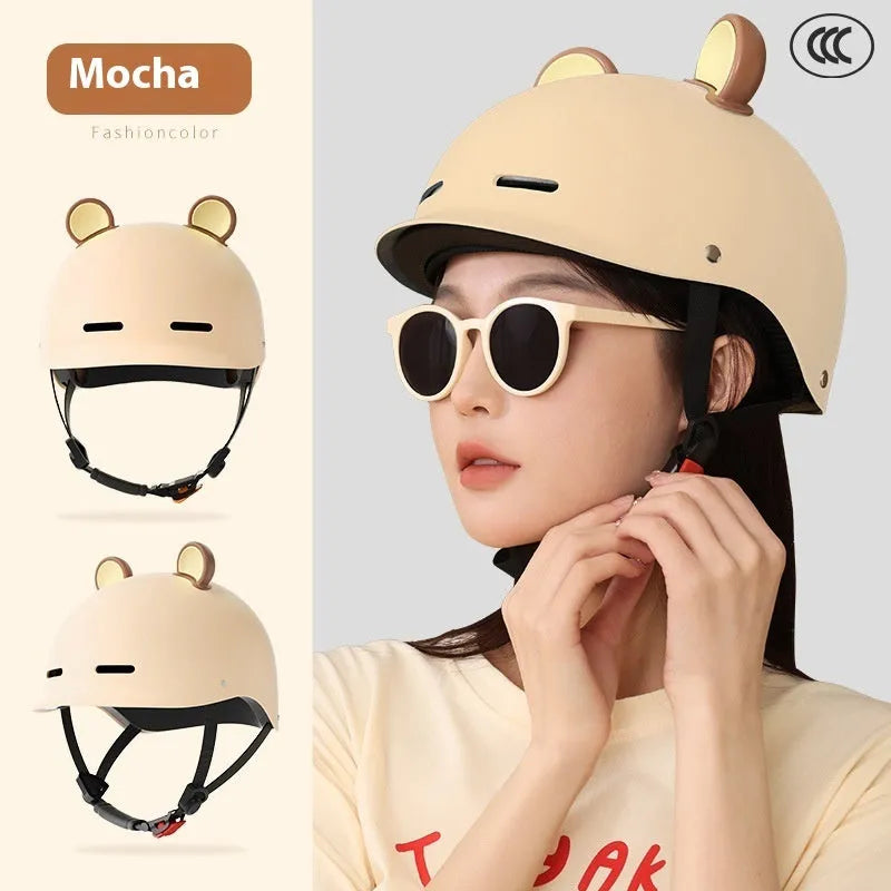 3C certified electric bike helmet in ABS shell shown in mocha colour option for adult commuters.