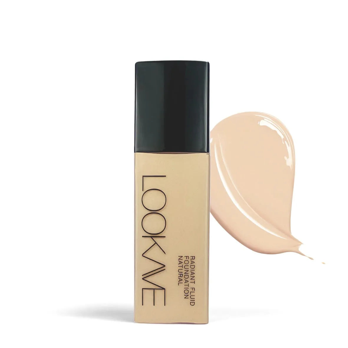 LOOKAVE Matte Liquid Foundation bottle, 21g net content, shown in ivory white shade.