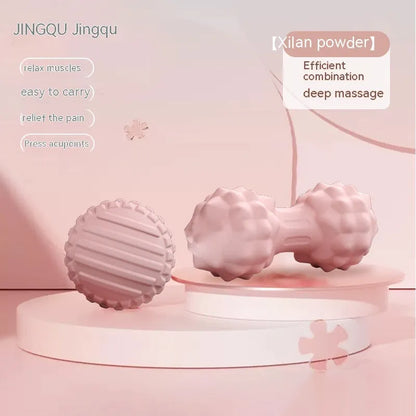 A 6cm diameter pink TPR foot massage ball on a plain background.