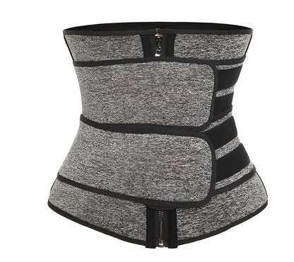 Grey neoprene abdominal support belt for sports and fitness activities