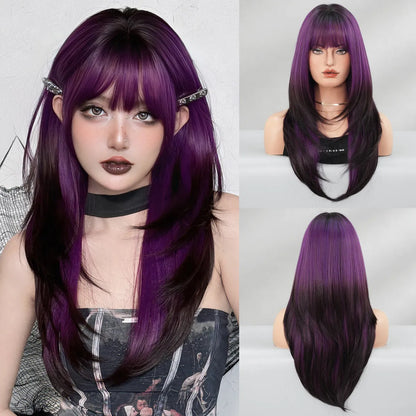 Long straight vanilla green synthetic women's wig measuring 63cm with a fringe