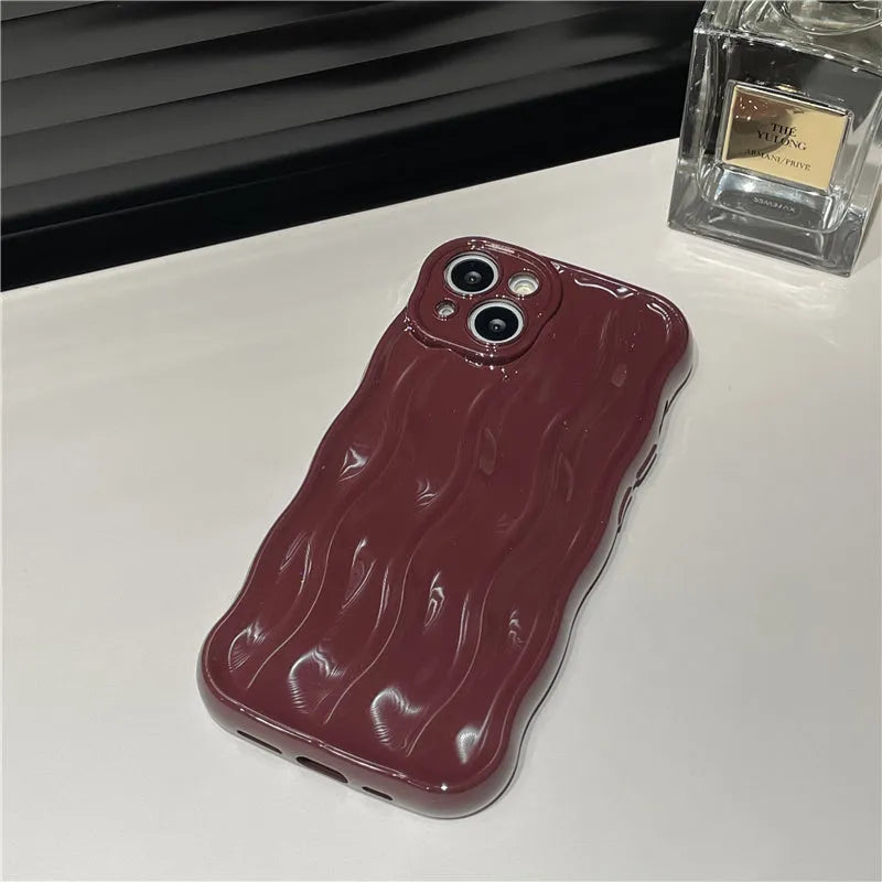 Silicone iPhone 17 phone case with water ripple texture in wavy green colour