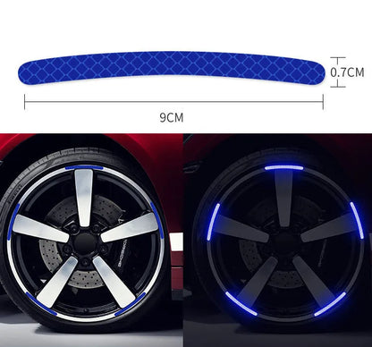 20-piece car wheel hub reflective stickers in multiple colours including fluorescent, rainbow and standard options