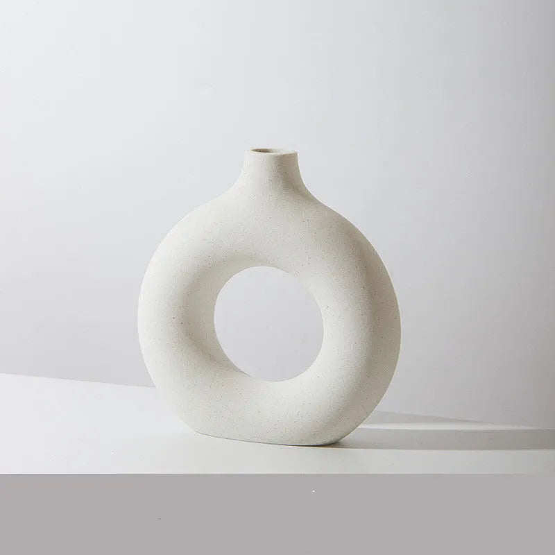 Porcelain biscuit vase with frosted finish in neutral colour option for flower arranging