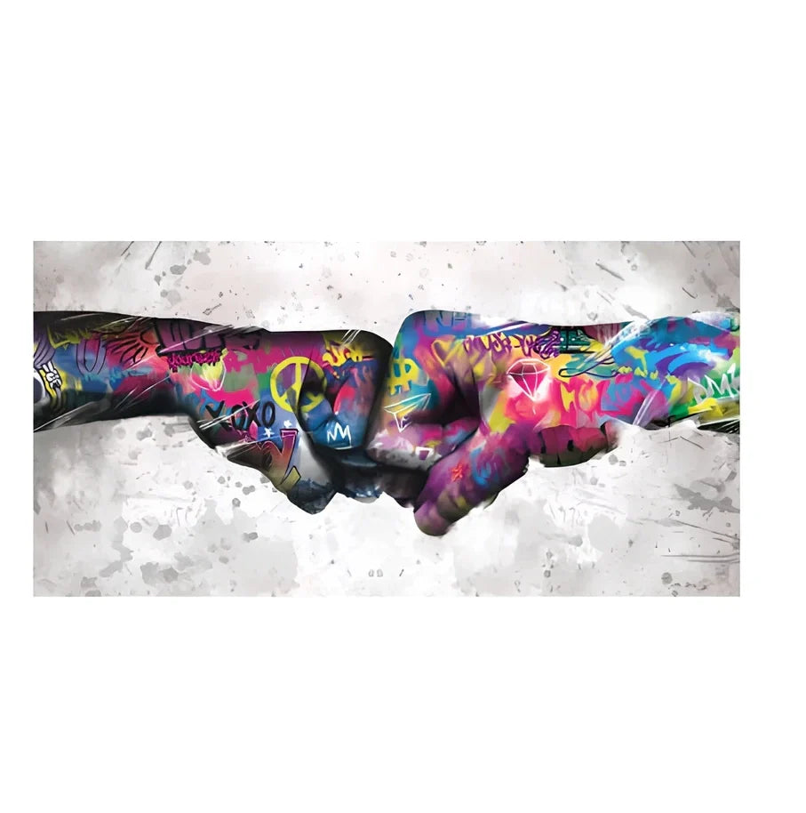 Frameless abstract graffiti canvas art for children's rooms in multiple sizes and colour variations