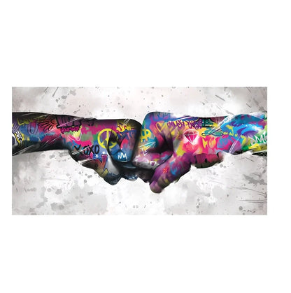 Frameless abstract graffiti canvas art for children's rooms in multiple sizes and colour variations