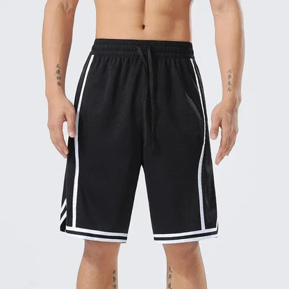 Men's straight-leg polyester training shorts for summer sports in solid colour
