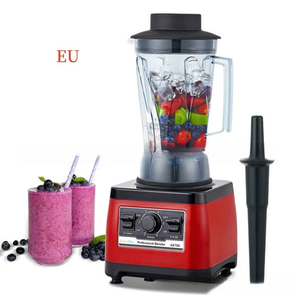 Red commercial blender with 2200W motor and 2L capacity for professional kitchen use
