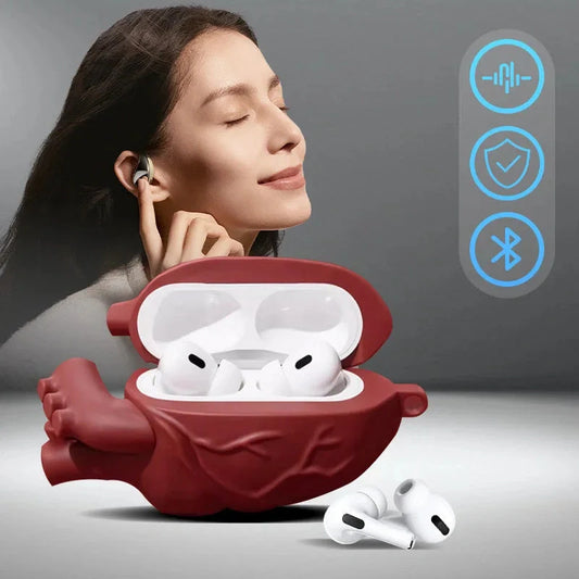 3D Heart Design Silicone Case for AirPods Pro/3 in Wine Red and Ivory White