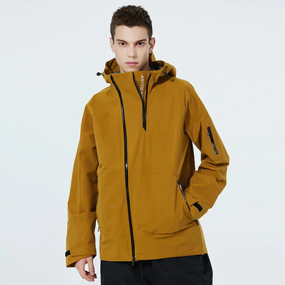 Men's and women's windproof waterproof ski suit in yellow colour for winter sports