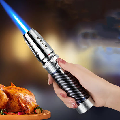 Windproof electronic cigar lighter with blue flame and zinc alloy construction