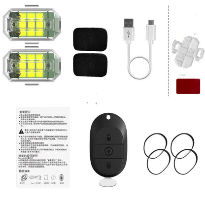 5W remote control strobe light set with four flashing lamps, ABS housing, and charging cable for vehicle modification.