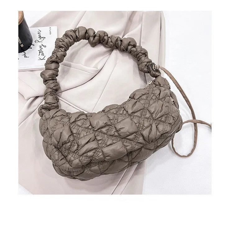 Women's Cloud Underarm Bag in nylon with 35cm width, 20cm height, and 120cm strap in a solid colour option
