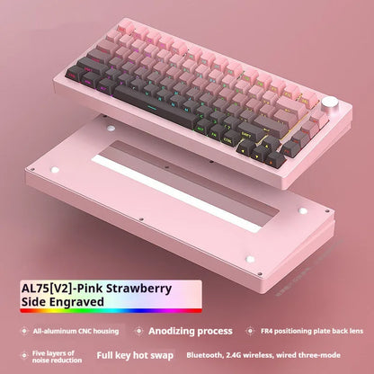 Heiji Snake aluminium mechanical keyboard DIY kit with keycaps and tools on a desk.
