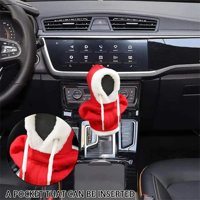 Handmade Christmas Hoodie Car Gearshift Cover in red and green