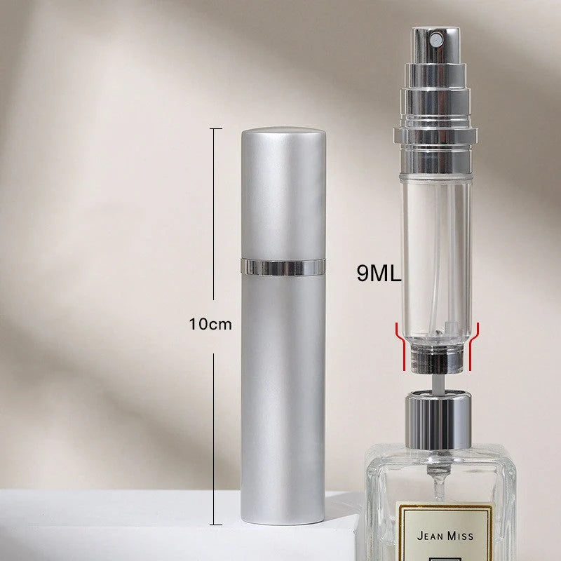 Portable perfume atomizer with compact, travel-friendly design and multiple color options