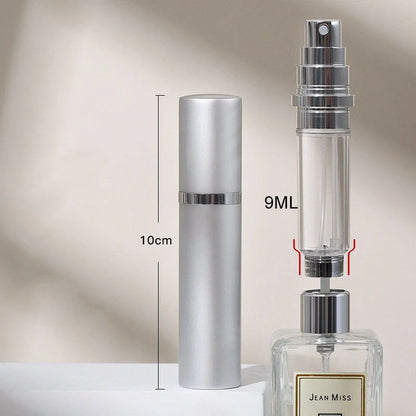 Portable perfume atomizer with compact, travel-friendly design and multiple color options