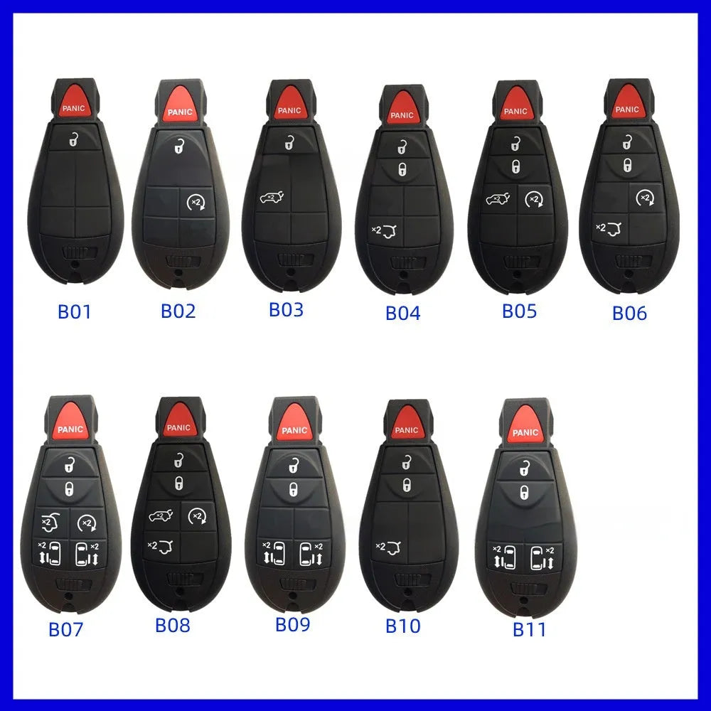 Dodge car key shell replacement in ABS brass, 85x42x15mm, with nylon case for Chrysler vehicles