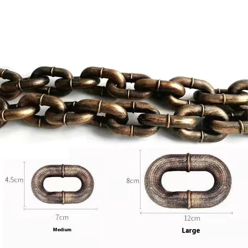 Dog leash simulation prop in antique silver, bronze, or black colour with PP material and length options for video spoofs
