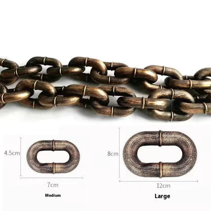 Dog leash simulation prop in antique silver, bronze, or black colour with PP material and length options for video spoofs
