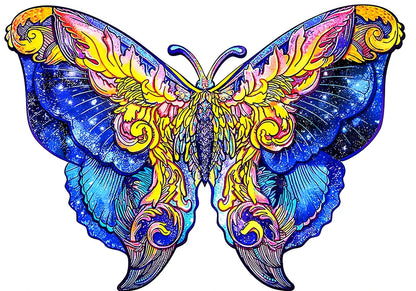 Wooden jigsaw puzzle with colourful elephant and turtle shaped pieces in A3, A4, A5 sizes