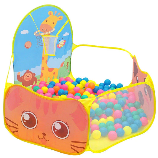 Blue children's folding tent with ocean ball pool for developmental play