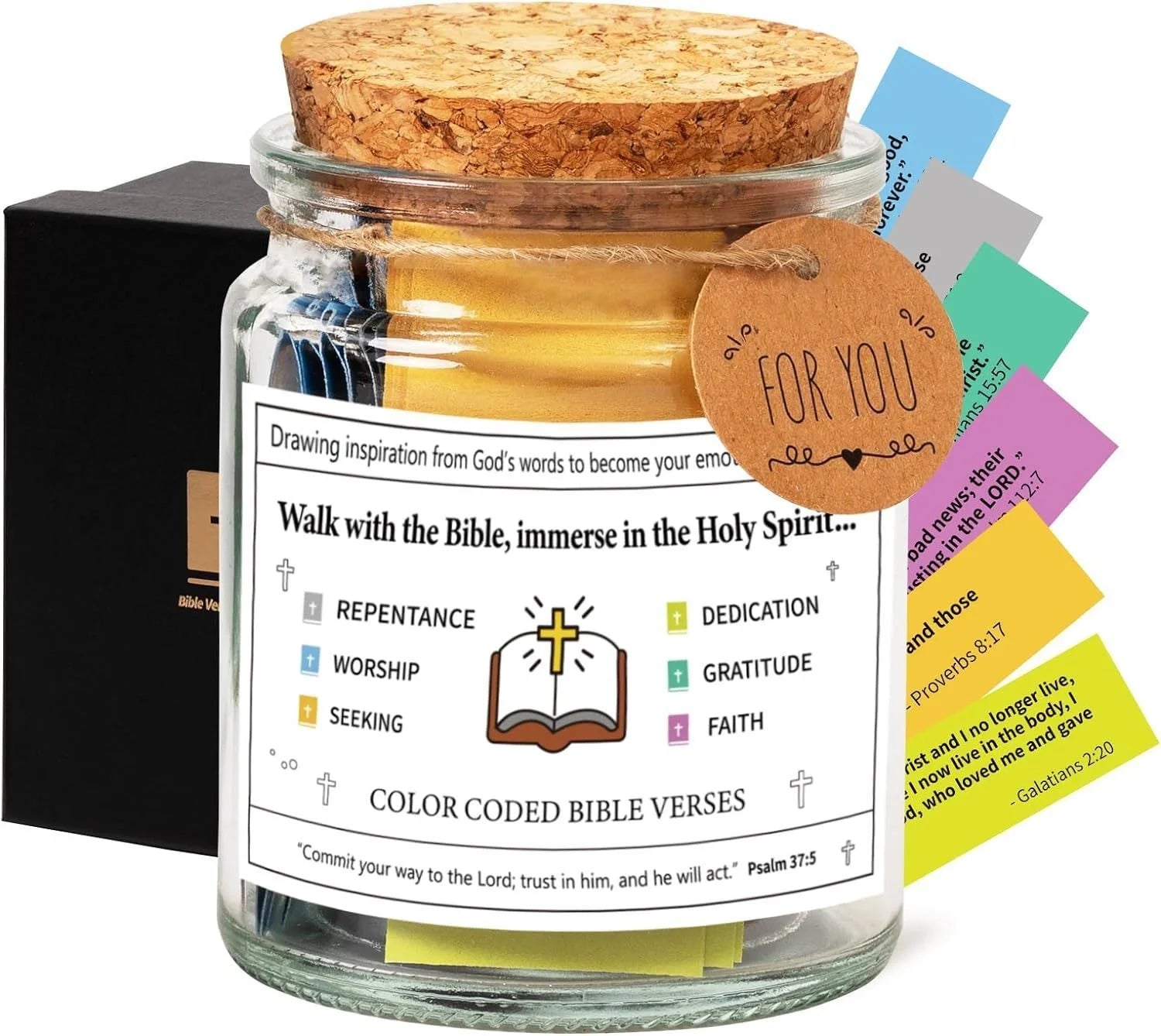 Bible Verses In A Jar glass container with 90 inspirational verses